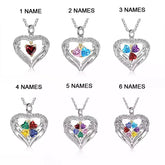 Personalized Name Necklace-Valentine's Day Engraved Name Gemstone Set Personalized Necklace Pendant
